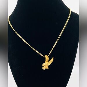 Vintage 14k Gold Michael Anthony 1985 Diamond Cut Eagle Necklace Pendant 8 Grams